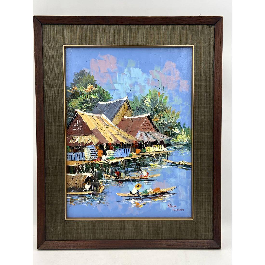 Oil On Canvas Painting "Along The Canal" By Kitilerk Muhummad (1 of 14)