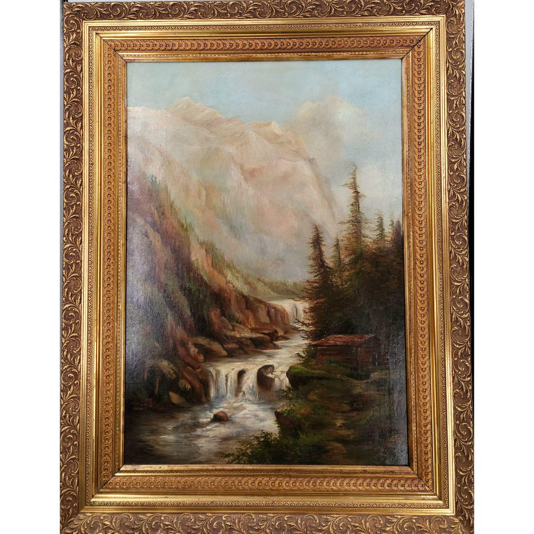 A  19th Century Mountain Landscape Painting, Possibly Western Genre (1 of 11)