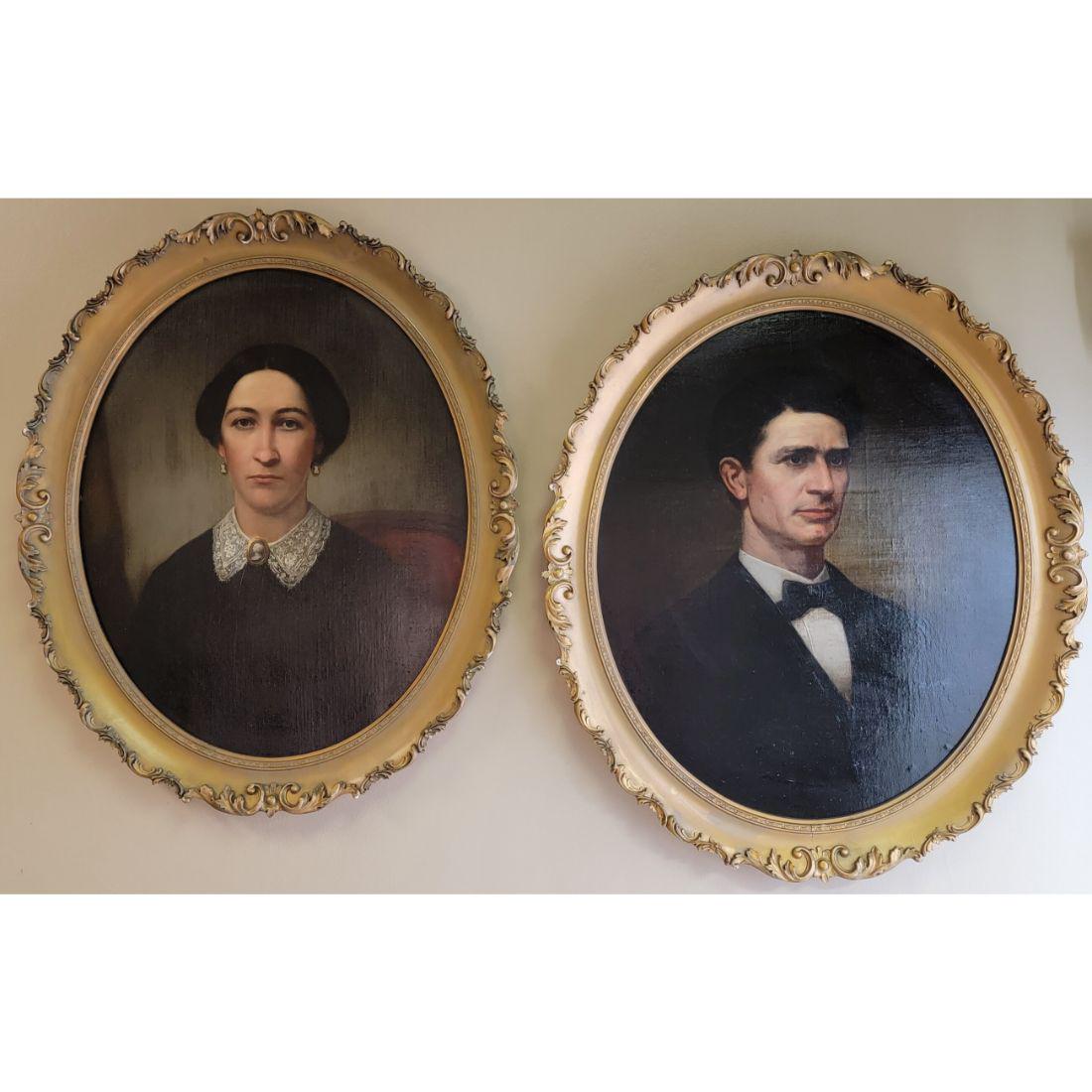 Pair Of American School Portrait Paintings 19th Century (1 of 15)