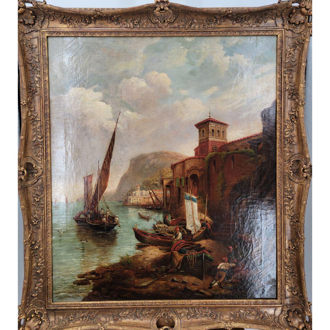 Augustus Wall Callcott 1779-1844 Painting "MERCHANT HARBOR" (1 of 20)