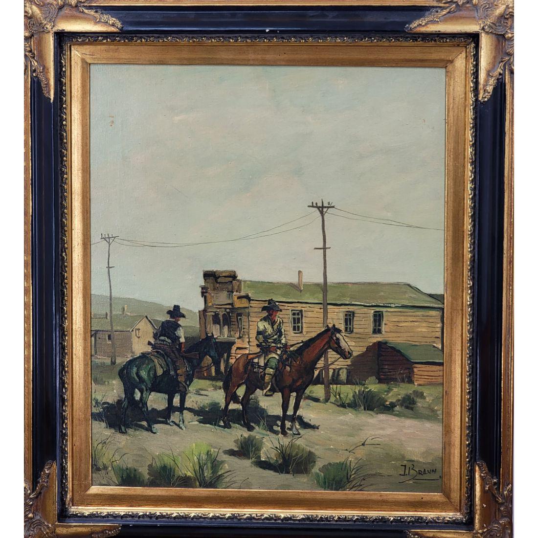 J. T. Braun 20th C O/C Western Painting Signed Lower Right (1 of 11)