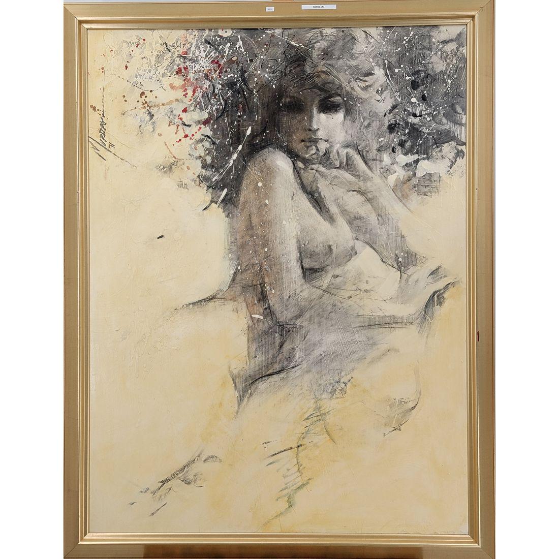 Mid Century Modern Nude Painting Of A Woman Signed Murray 71: Mid Century Modern Nude Painting Of A Woman Signed Murray 71. Frame Measure 44" X 34", Sight 39.5" X 29.5". From A Memphis Estate Of An 83 Year Old Gentleman. Please carefully read our terms of sale,