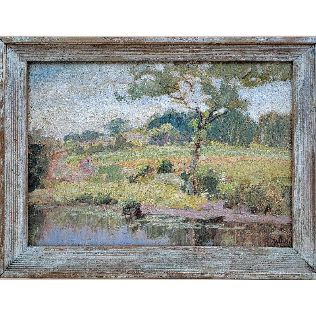 Impressionist Landscape Painting Signed Marlin On Panel (1 of 6)