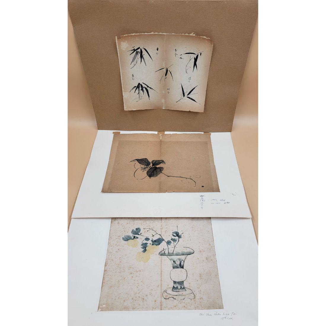 Lot Of 3 Chinese Watercolor And Ink Drawing 17-18th C (1 of 20)