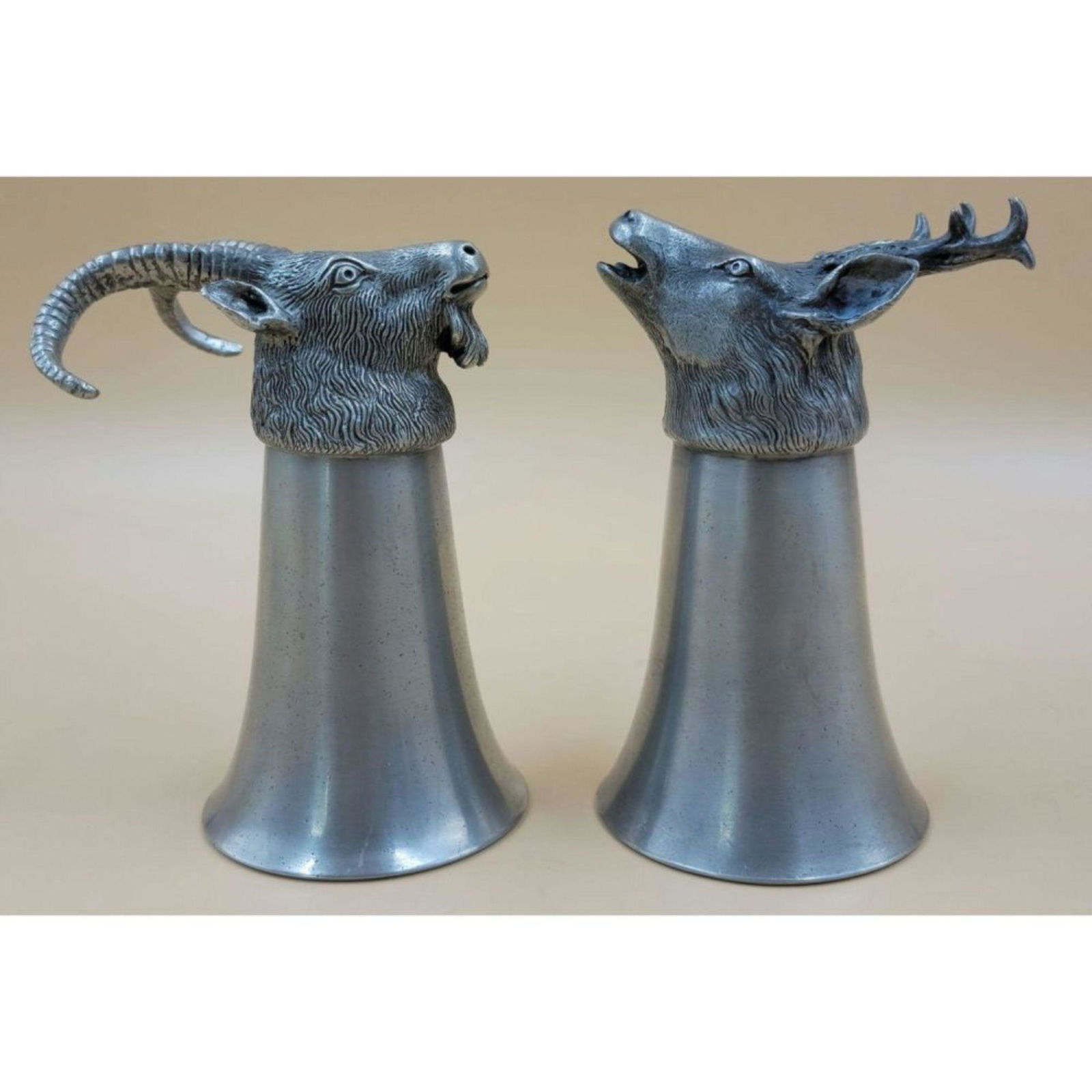 Pair Of Vintage Stirrup Cups Stag And Goat (1 of 20)