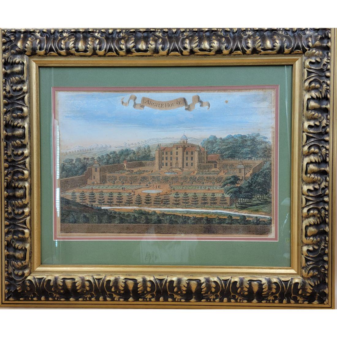 19th Century Hand Colored Engraving ARGILE HOUSE (1 of 10)