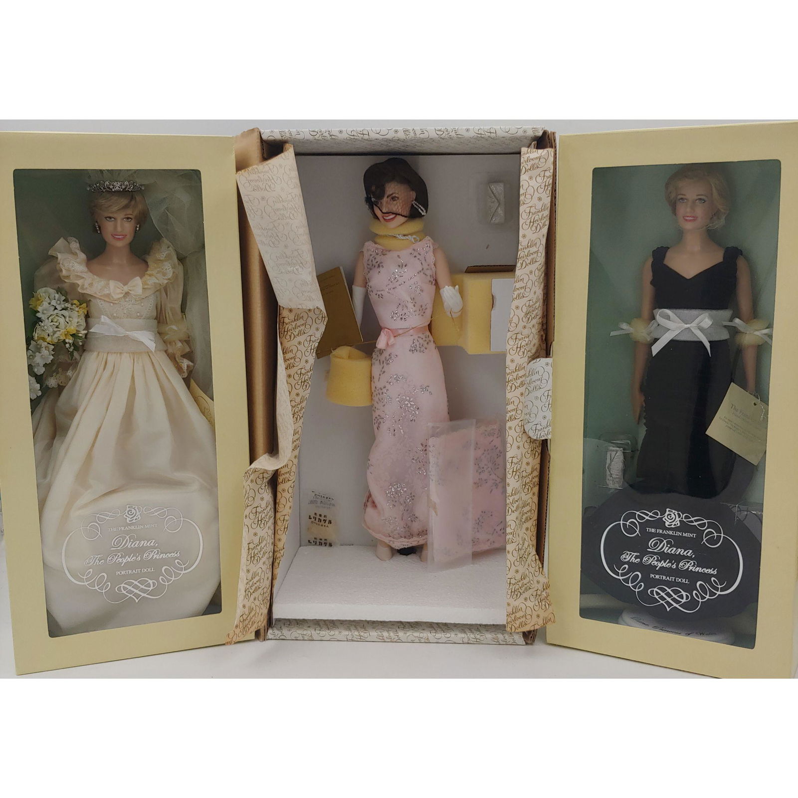 3 Franklin Mint Porcelain Dolls: Pair of Princess Diana & J. Kennedy (1 of 4)