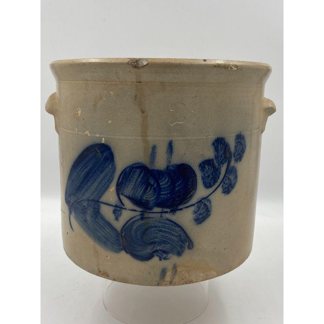 Antique Stoneware 2 Gallon Crock With Flower Design (1 of 13)