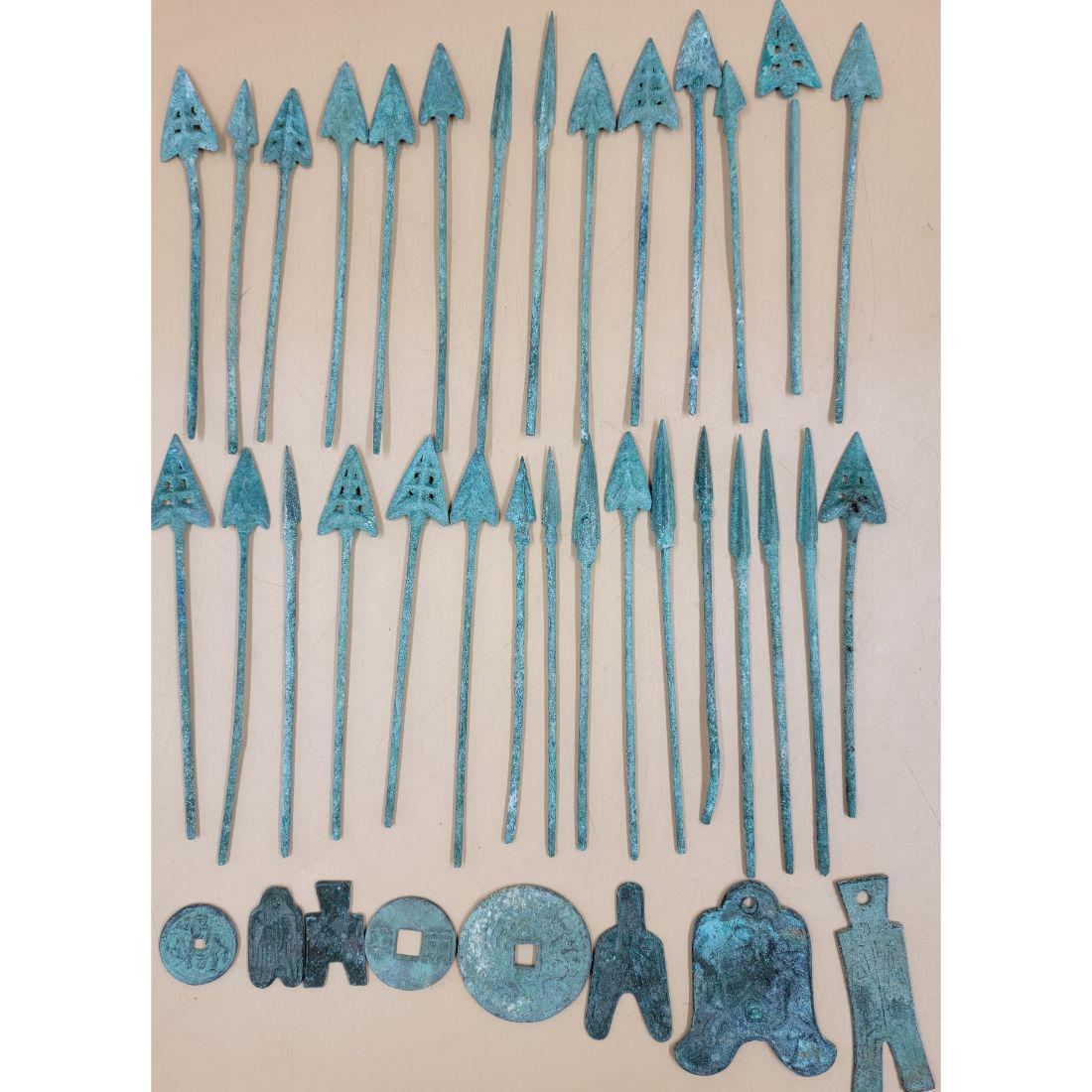 A Grouping Of Chinese Bronze Money And Arrow Heads (1 of 20)