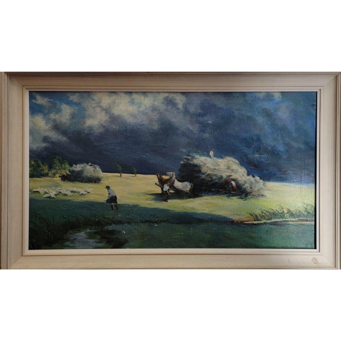Early 20th C O/C Stormy Landscape Painting Unsigned (1 of 11)