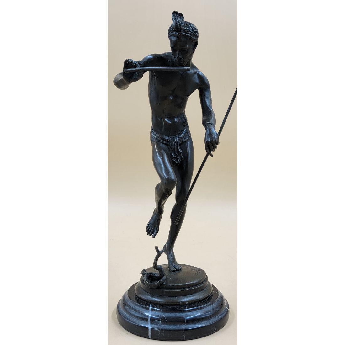 Signed Bronze Sculpture African Man Dancing W/ A Snake (FOUNDRY MARK) (1 of 16)