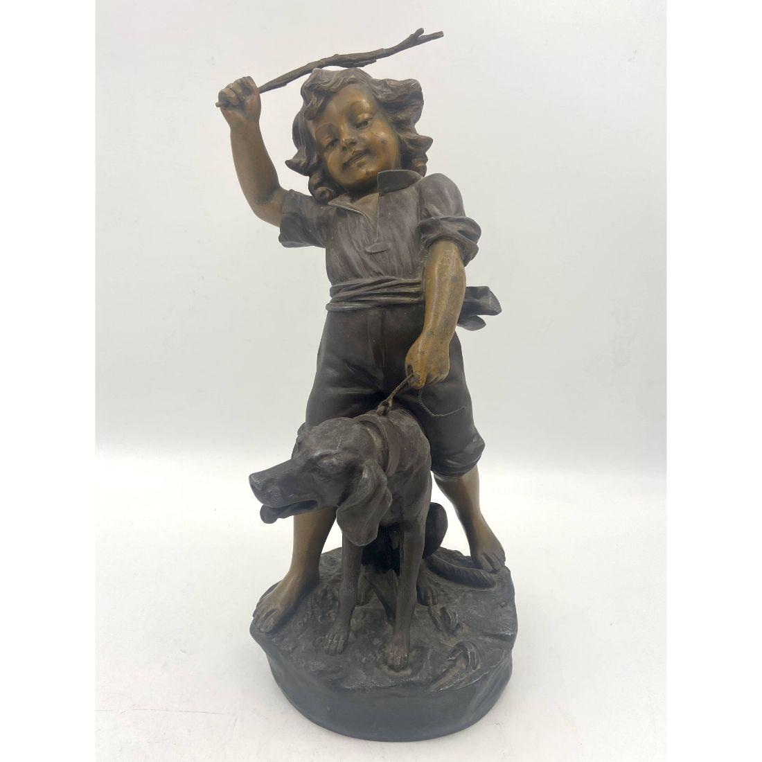 Vintage Statue Of A Girl And A Dog Signed (1 of 15)