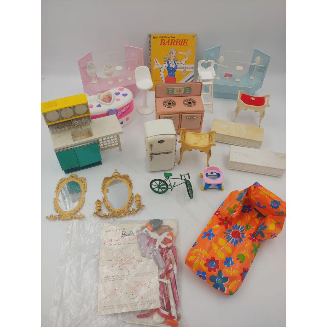 Lot of Vintage Barbie Furniture: Lot of Vintage Barbie Furniture. It also include small misc. Barbie memorabilia. Please carefully read our terms of sale, shipping information, and request any condition reports or photos prior to pla