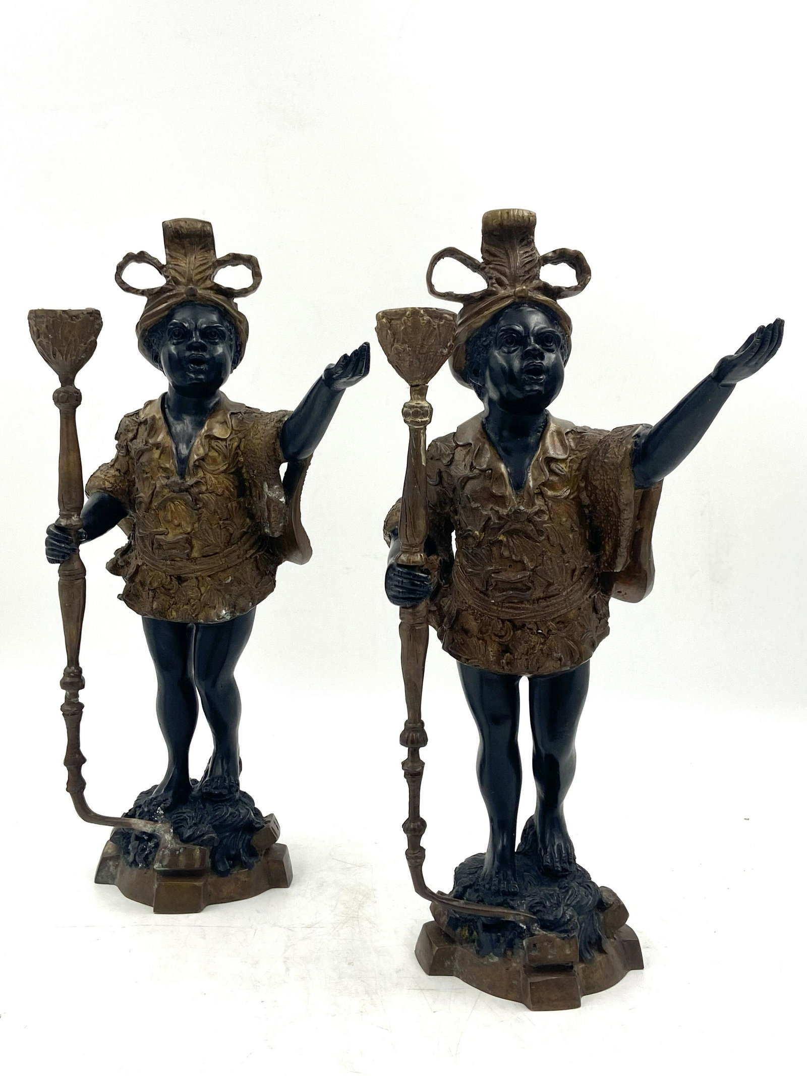 Pair Bronze Figural Blackamoor Candlesticks (1 of 19)