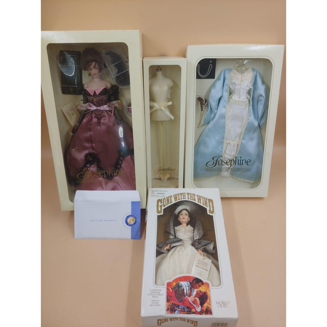 2 Porcelain Doll: Gibson Girl Josephine w/ Dress Stand & Dress, & Gone w/ Wind (1 of 5)