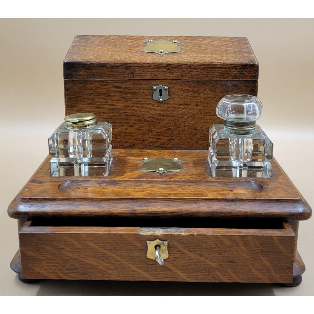 19th Century Oak Letter Box And Ink Well Combination (1 of 16)