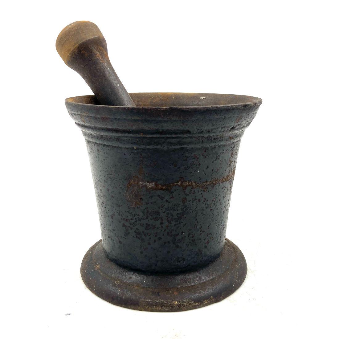 Antique Mortar and Pestle: Antique Mortar and Pestle, Measures 6" x 6".Comes From The Estate Of The Late Robert Rubensmein Central Fl. Please carefully read our terms of sale, shipping information, and request any condition rep