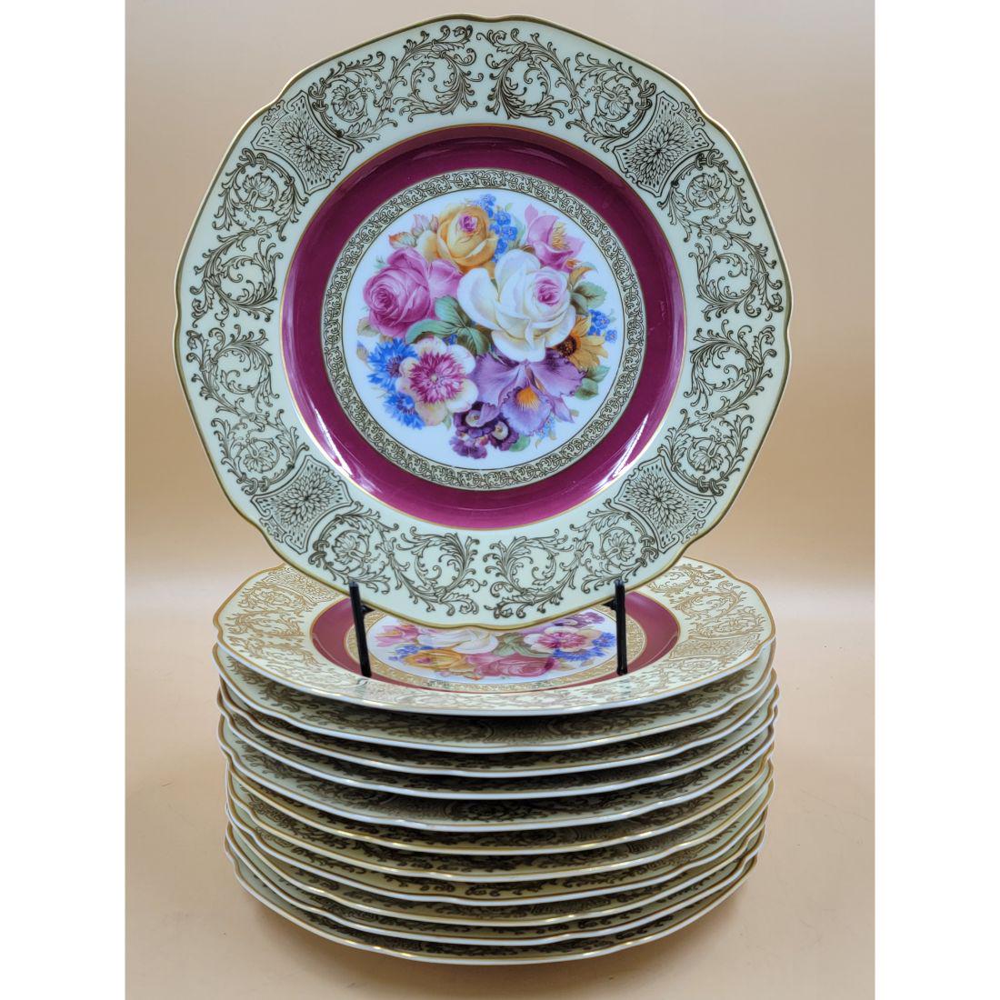 Set Of 12 Dinner Plates Bavaria Tirchenreuth: Set Of 12 Dinner Plates Bavaria Tirchenreuth. Measure 10 3/4" Diameter. Please carefully read our terms of sale, shipping information, and request any condition reports or photos prior to placing a bi