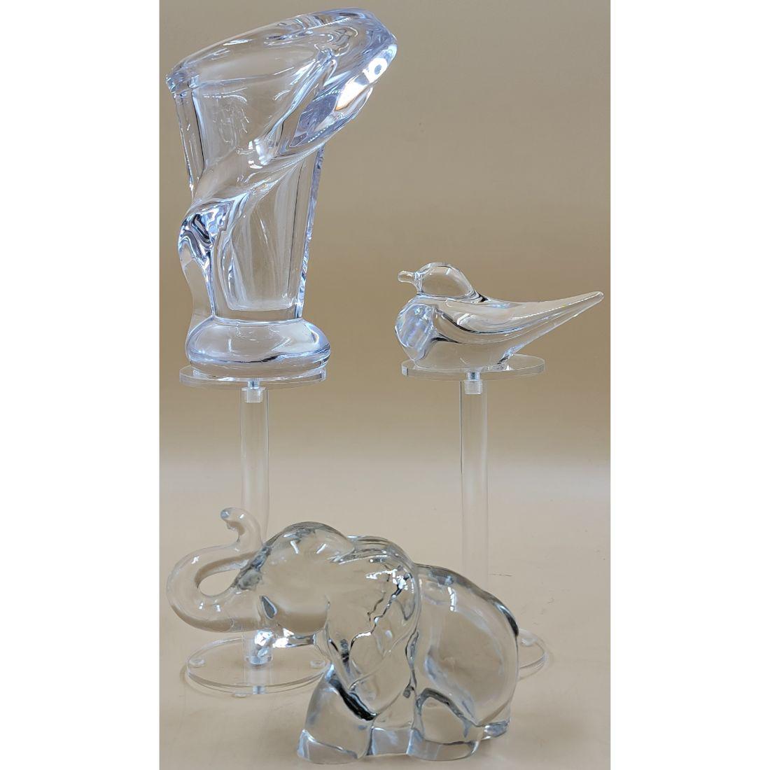 Grouping Of Crystal Paperweight "Daum Nancy", Vase Signed R. ??? France And Elegant Unsigned (1 of 12)