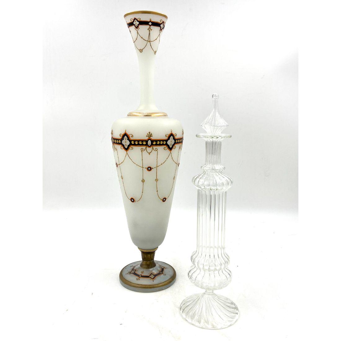 Antique French Embossed Vase & Elegant Glass Decanter (1 of 16)