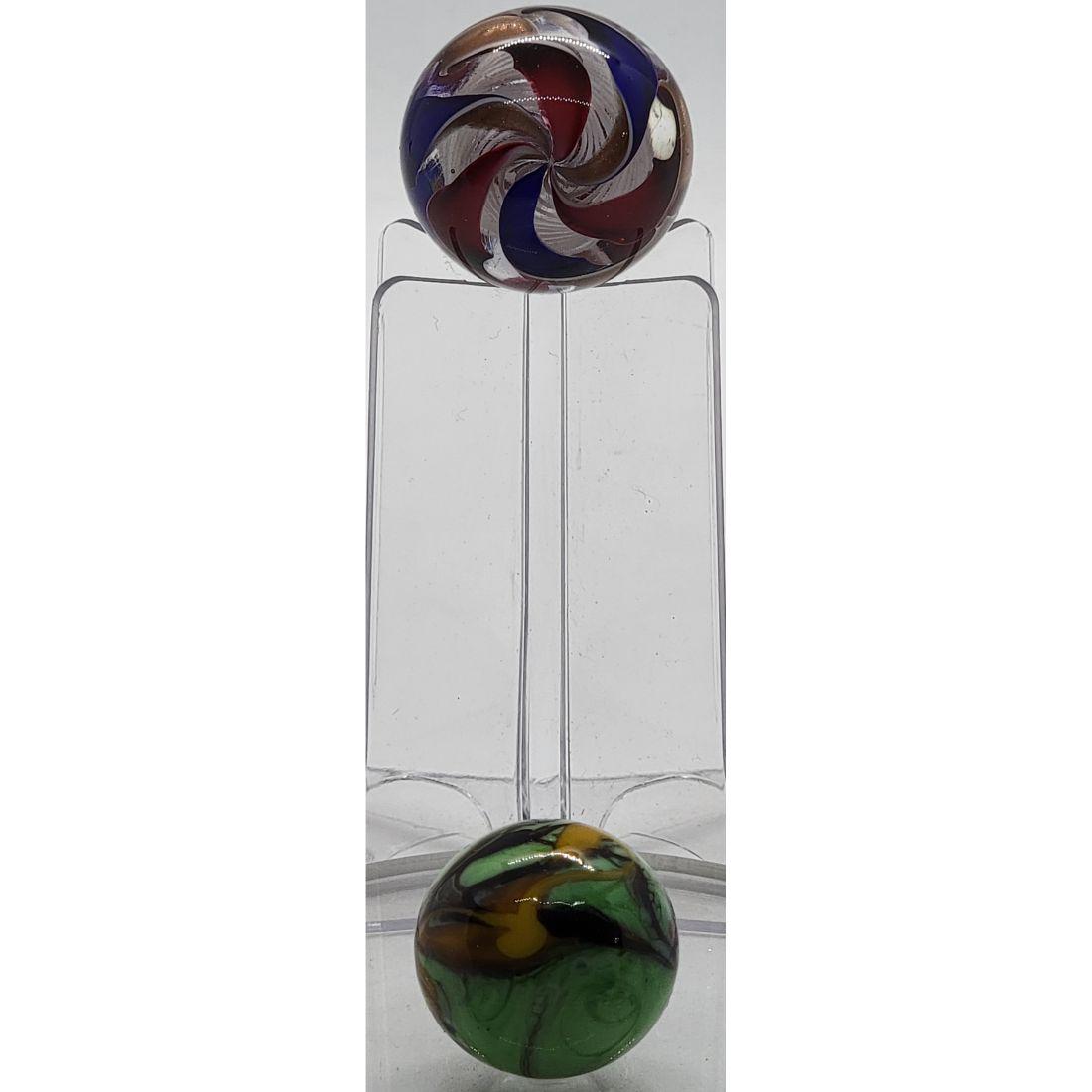 2 Vintage Marbles: 2 Vintage Marbles. Measure Approx. 1" & 3/4" Diameter. From A Mo Estate. Please carefully read our terms of sale, shipping information, and request any condition reports or photos prior to placing a b