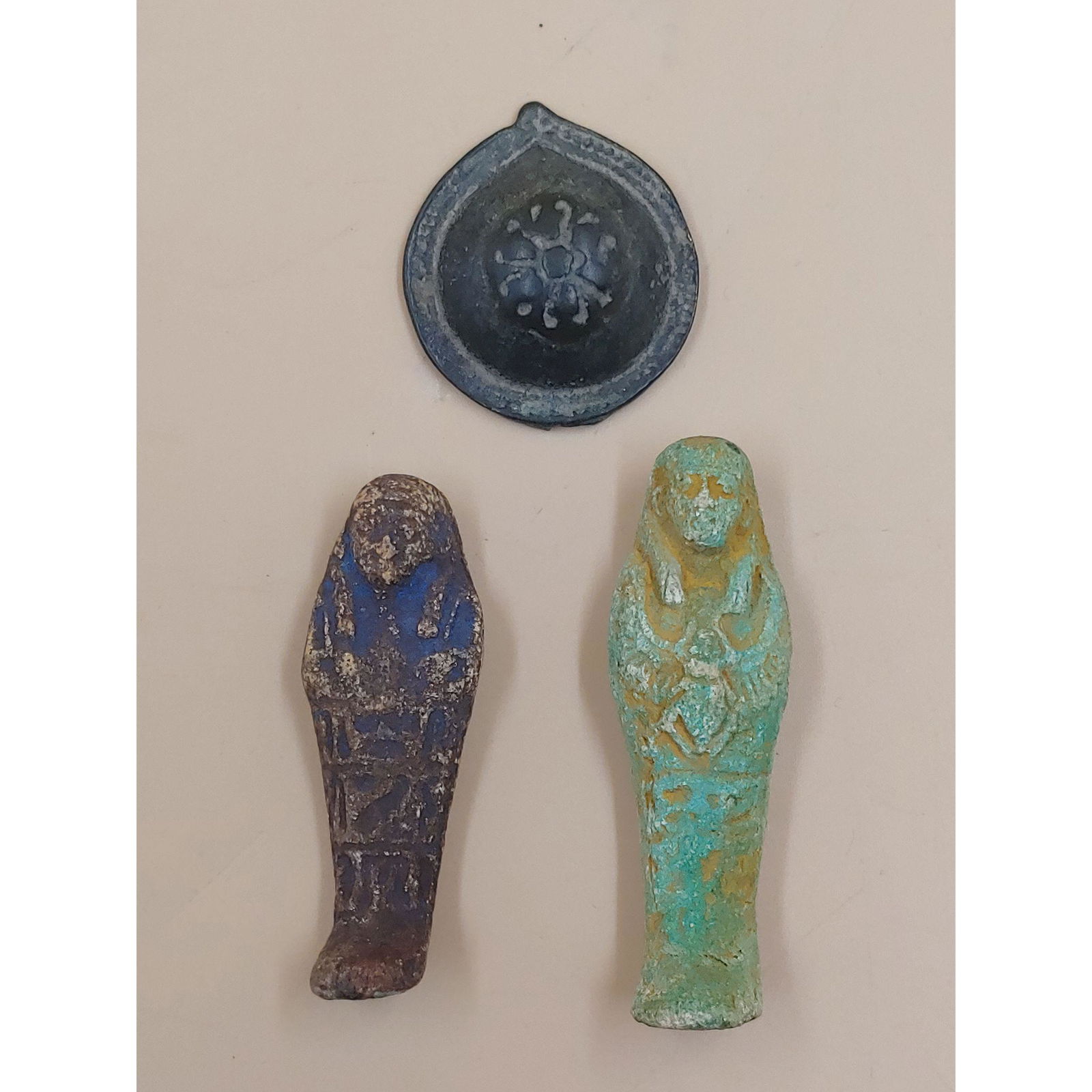 A Lot of Early Artifacts, includes 2 Egyptian Ushabtis & Military Bronze Button (1 of 13)