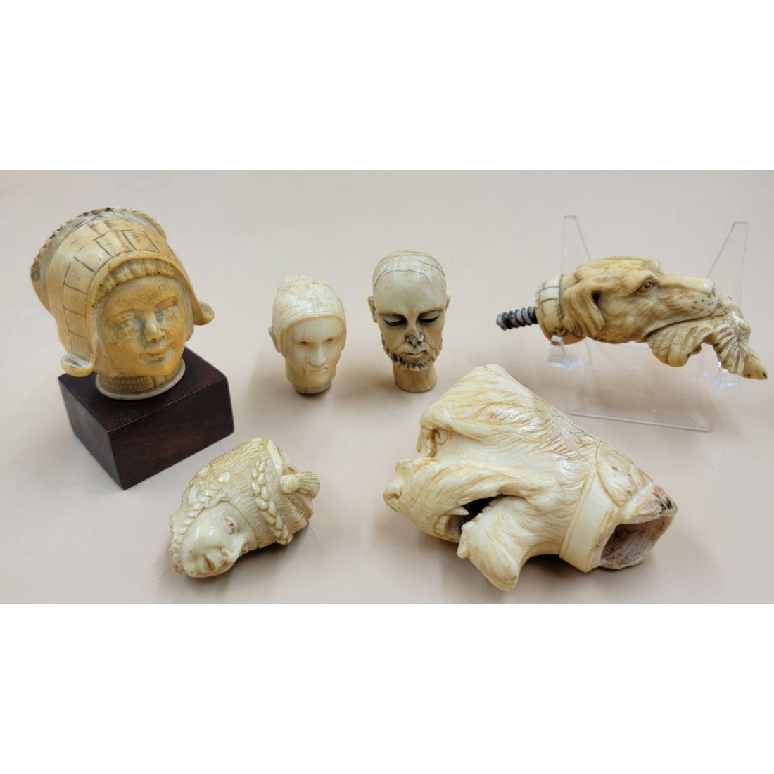 Grouping Of 6 Carved Walking Cane Handles 19th Century (1 of 20)