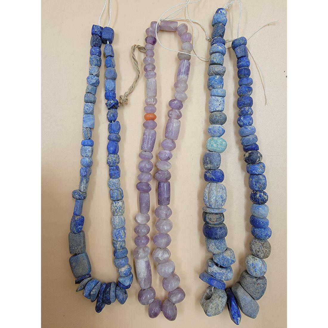 Ancient Antique Lapis Lazuli And Amethyst Quarts Beaded Necklace (1 of 20)