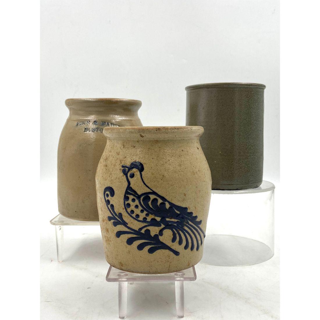 Lot Of 3 Antique Stoneware Jars Age Unknown (1 of 19)