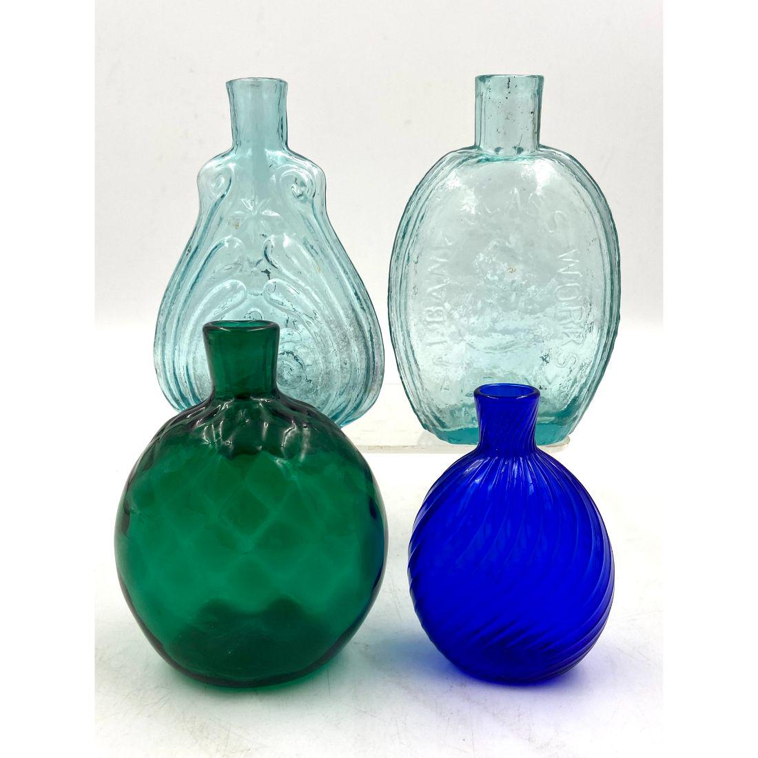 Lot Of 4 Hand Blown Glass Flasks Age Unknown (1 of 17)