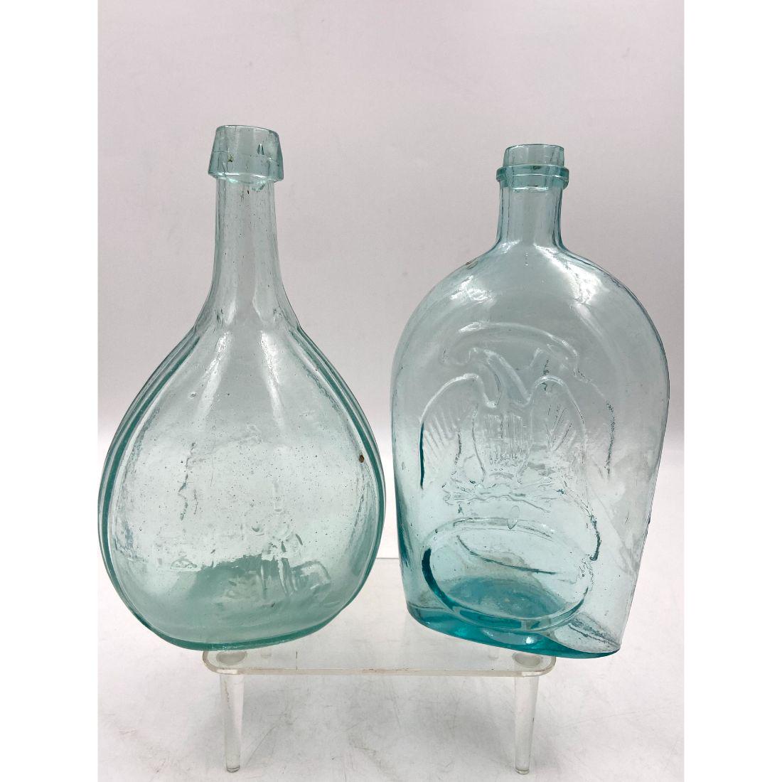 Pair Of Handblown Glass Flask/Bottle Age Unknown (1 of 16)