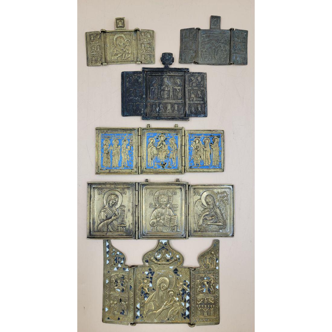 Antique Bronze Icons 19th Century Lot Of 6 (1 of 10)