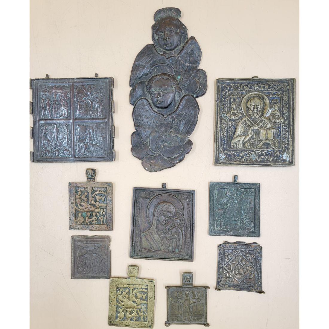 Antique Bronze Icons 19th Century Lot Of 10 (1 of 12)