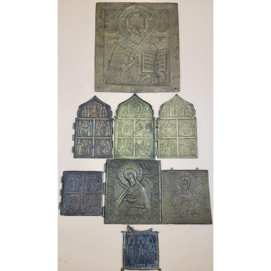 Antique Bronze Icons 19th Century Lot Of 8 (1 of 10)