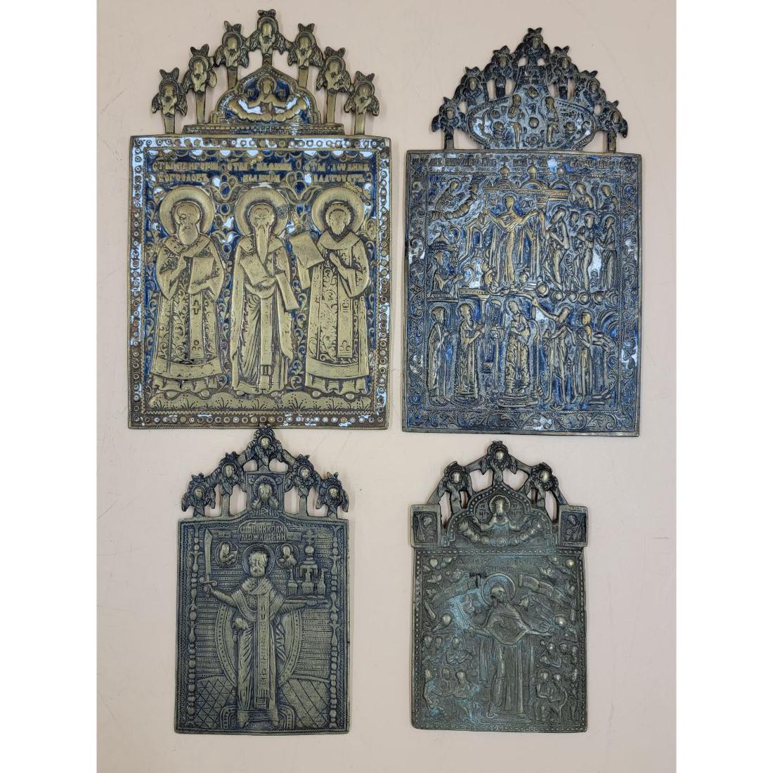 Antique Bronze Icons 19th Century Lot Of 4 (1 of 9)