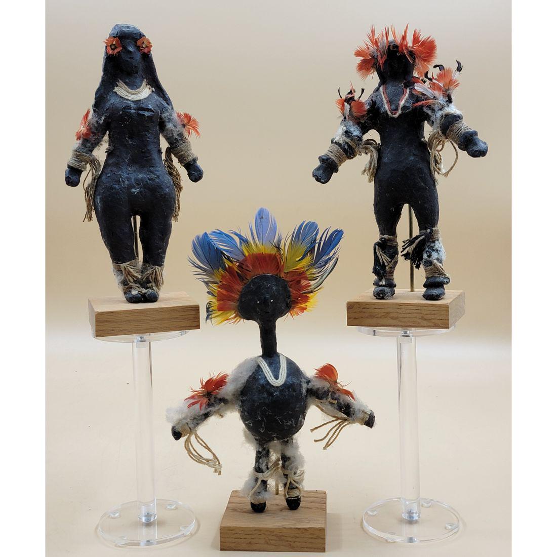 3 sacred Tree resin and Feather figures from Brazil (1 of 20)