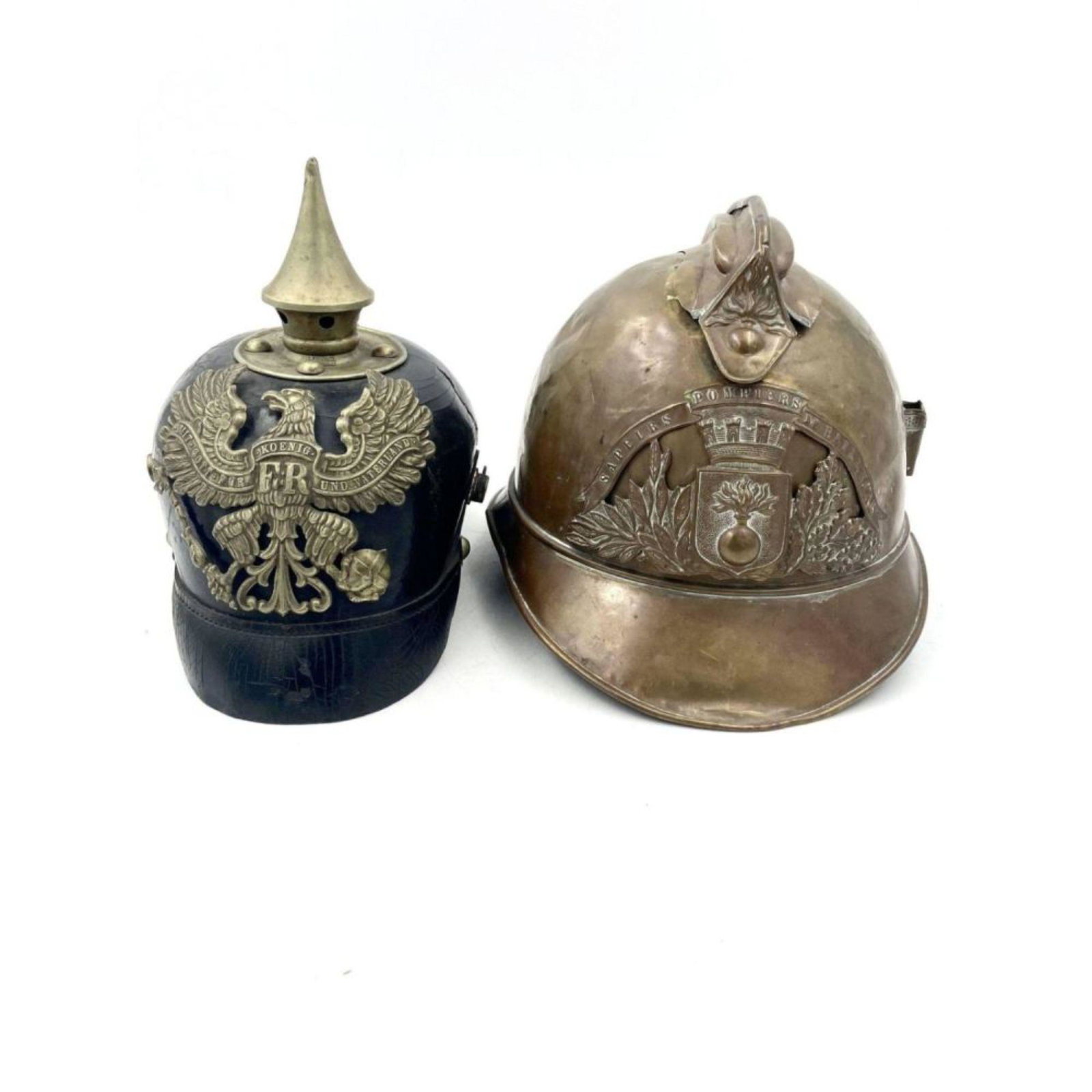 Pair Of Antique Fire Helmets (1 of 10)