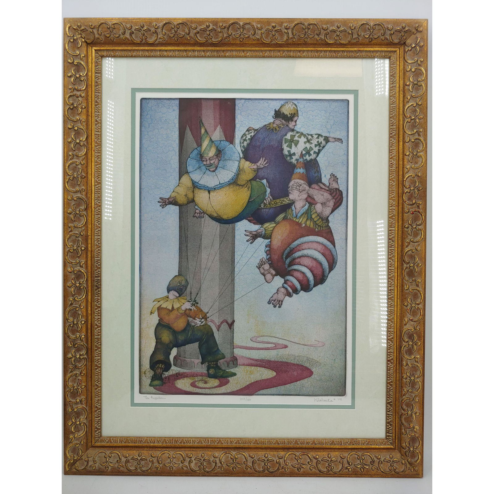 Signed Charles S. Klabunde Litho  "The Puppeteer" 103/150 1979 (1 of 12)