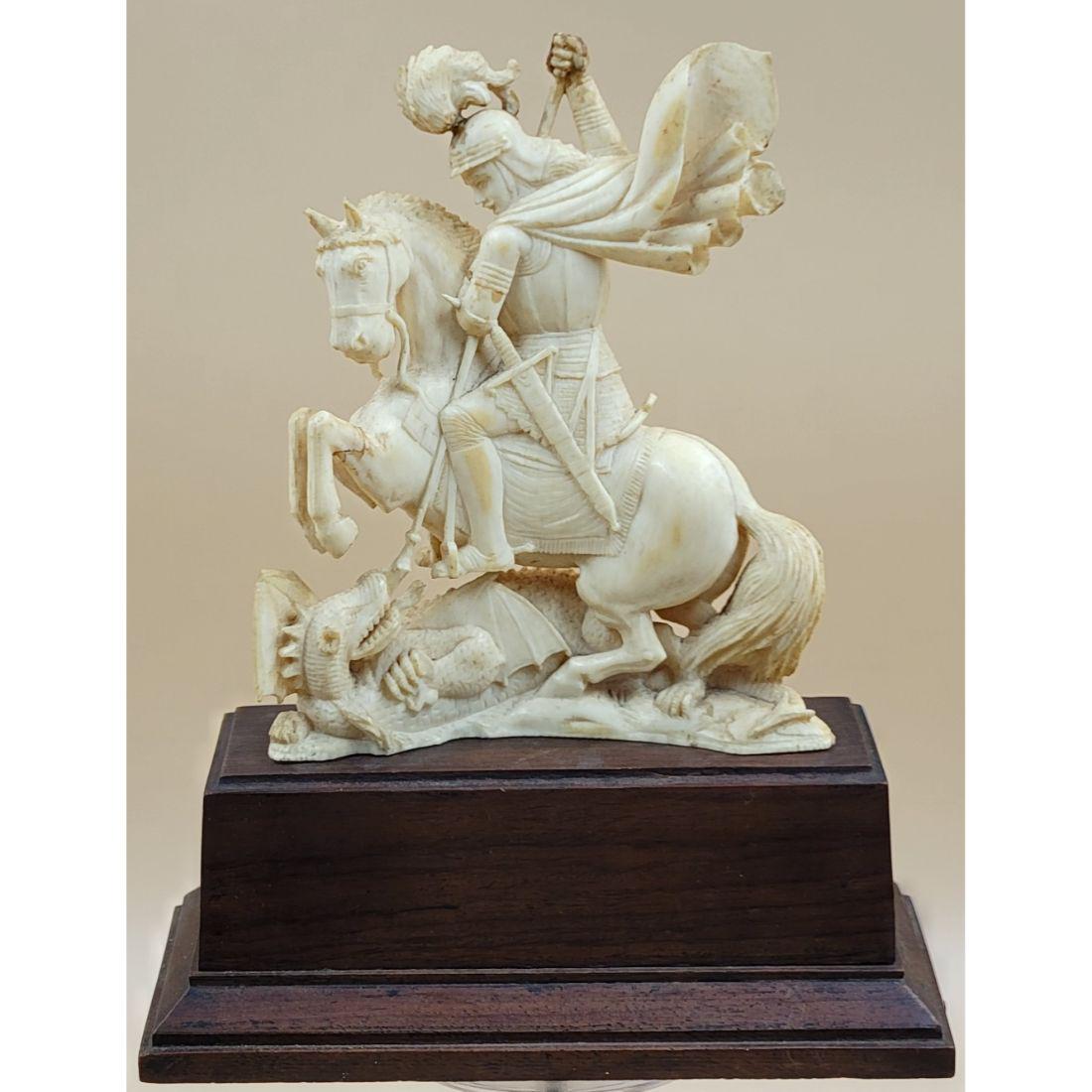 A Carved 19th C Continental Sculpture St George And The Dragon On Rosewood Base (1 of 12)