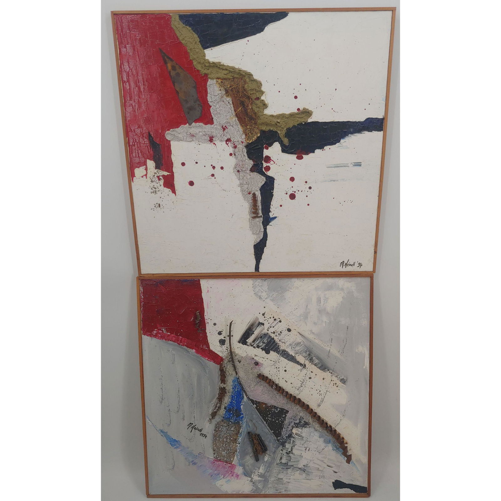 Pair of Signed M. Heindl Abstract Mix Media Painting (1 of 15)