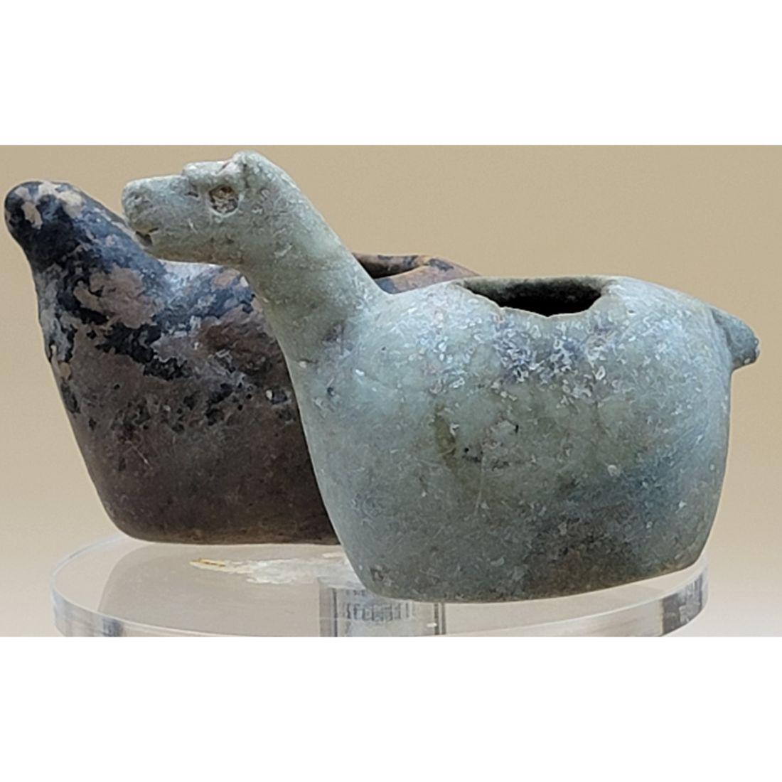 Lot Of 2 Early Authentic Antique Inca Stone Canopa Circa 1400-1532 AD (1 of 4)