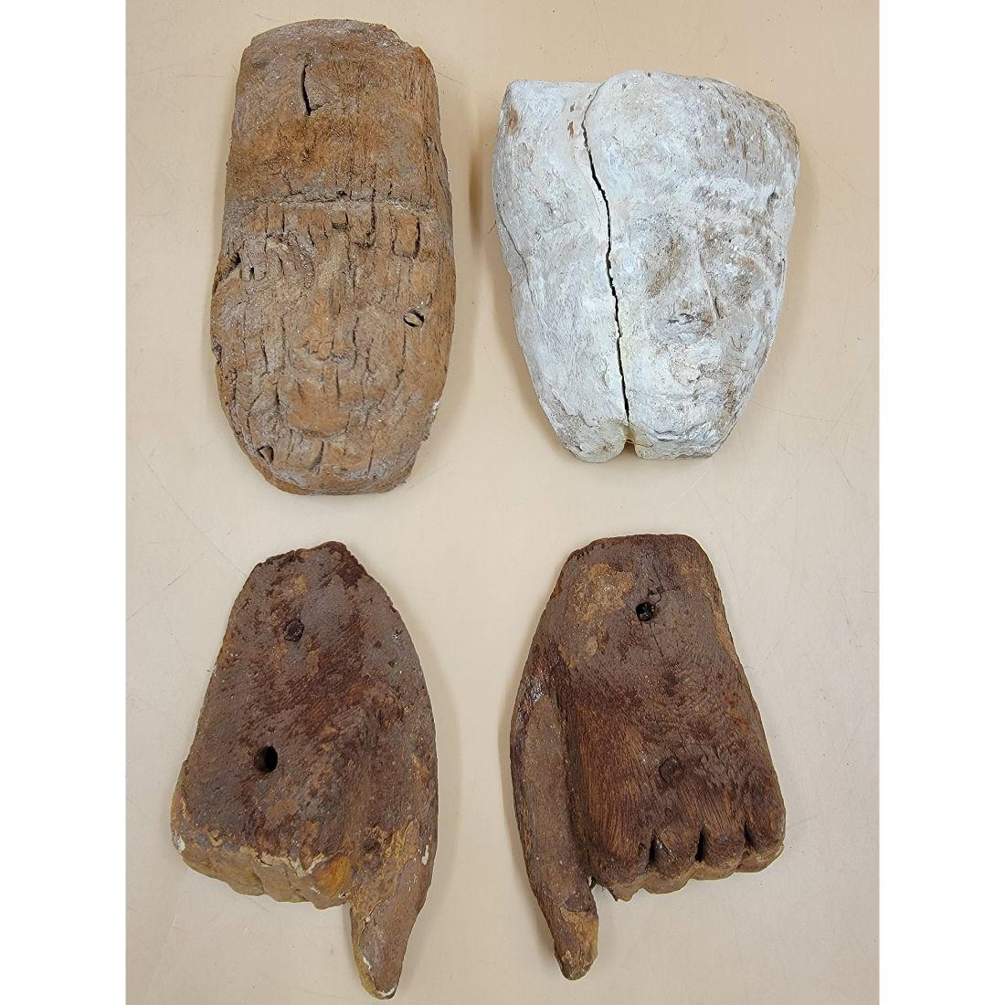 A Grouping Of Ancient Egyptian Mummy Masks And Hands (1 of 13)