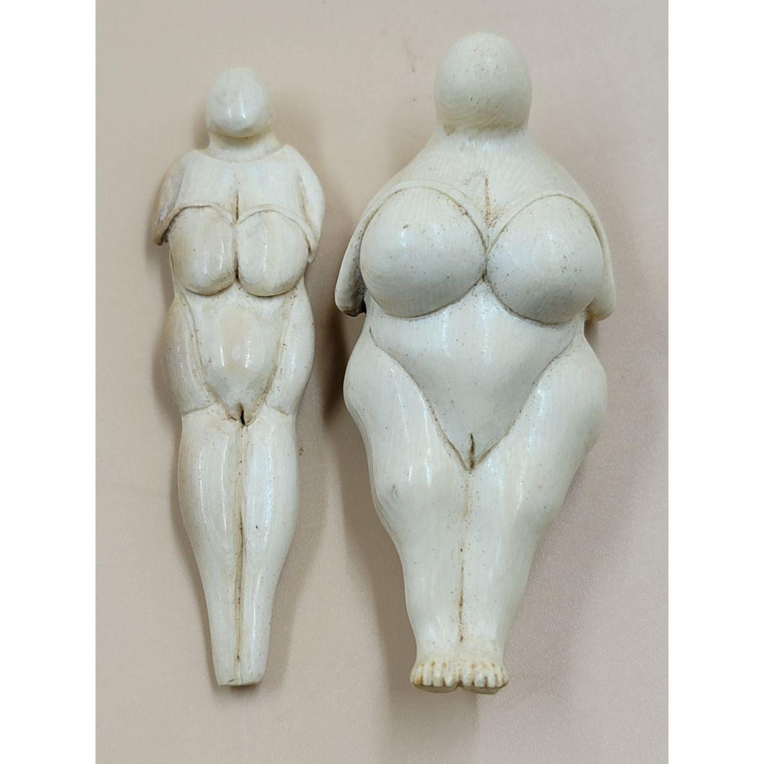 Lot Of 2 Fine Carved Figures Prehistoric Female Venus Of Lespugue 19th Century (1 of 12)