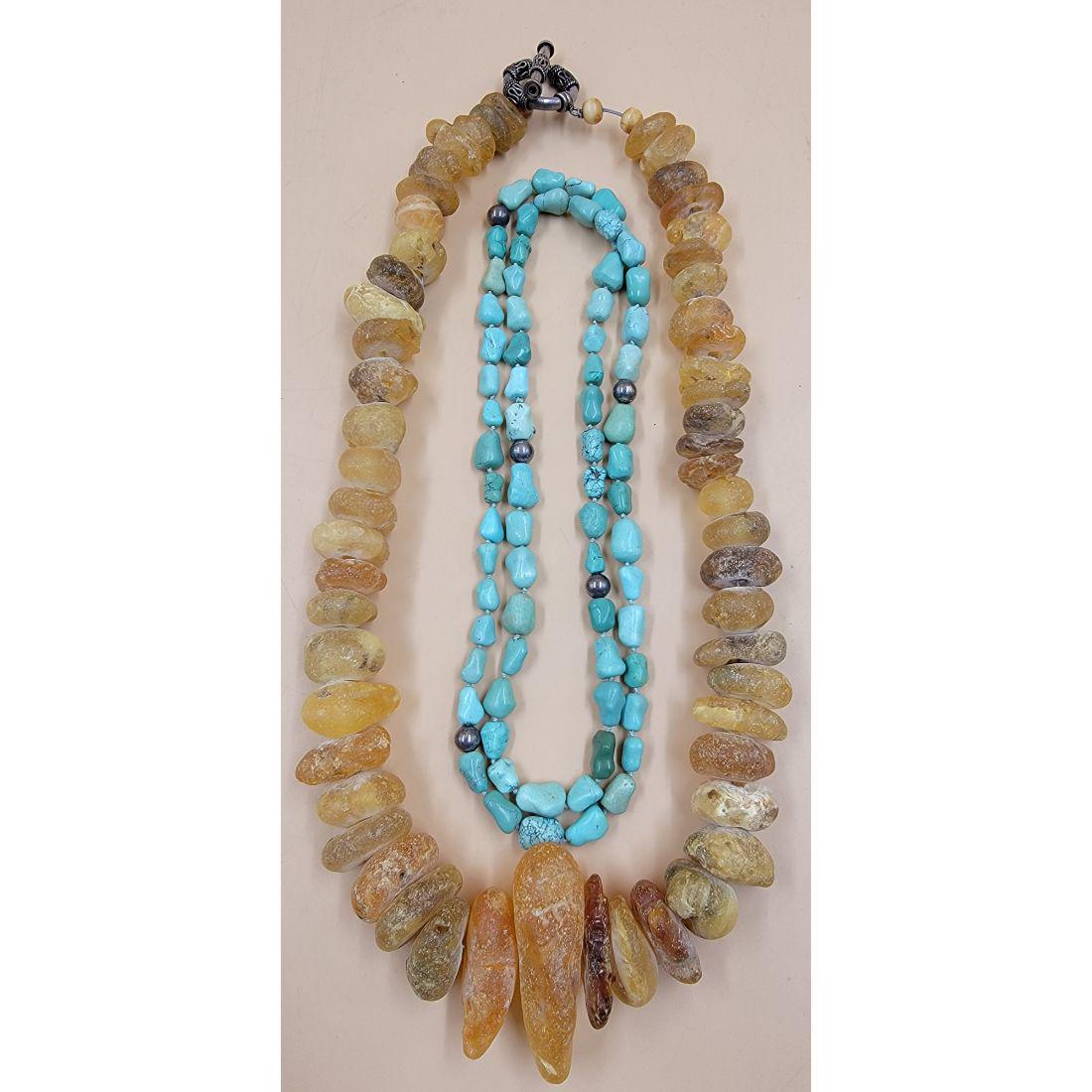 Early Antique Turquoise & Amber Necklace (1 of 20)