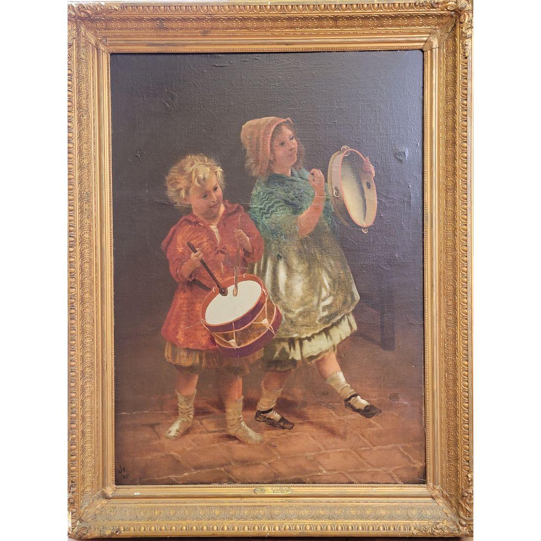 "THE BAND" Oil On Canvas After John Morgan Signed J.O 1896 (J. Oswald) (1 of 15)