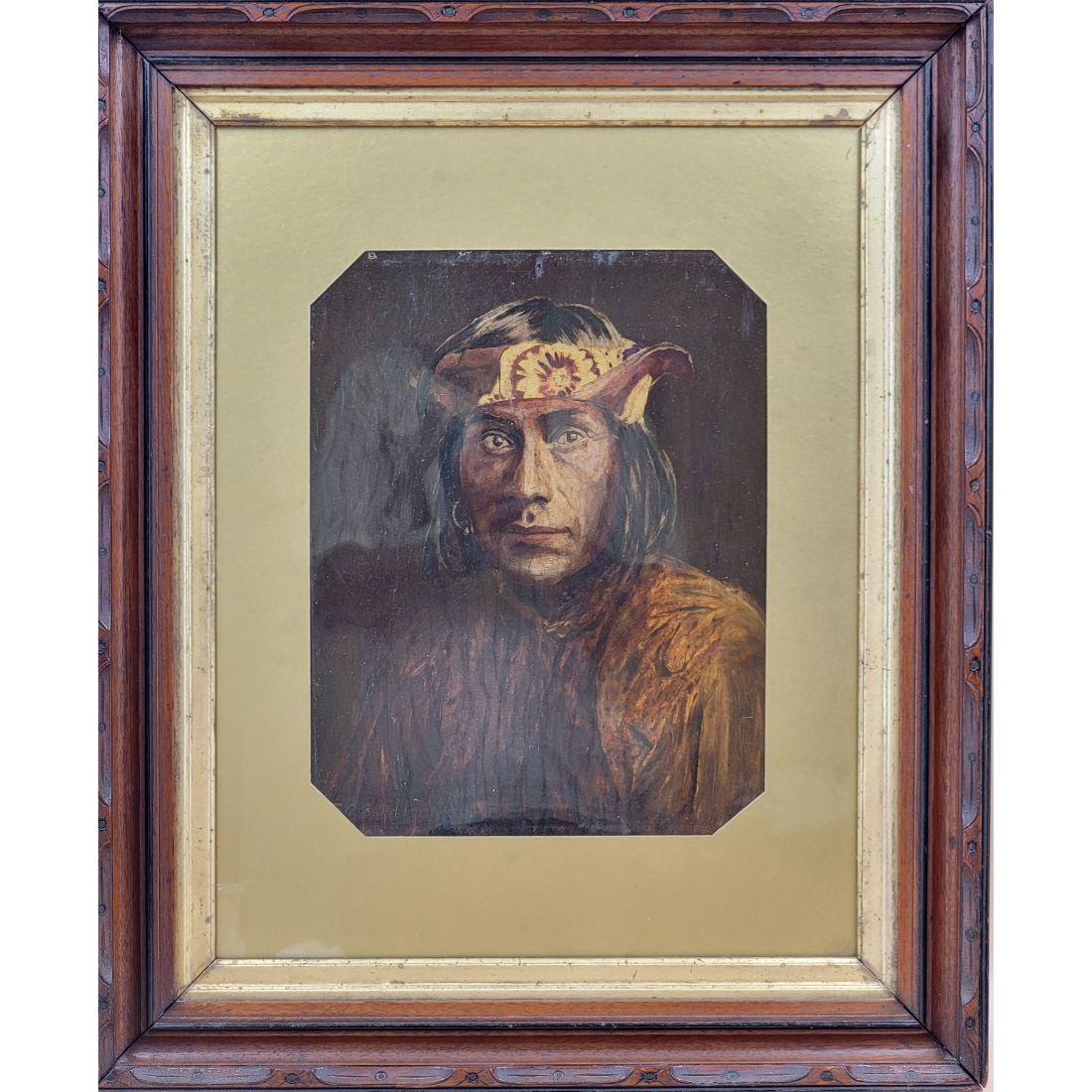 Antique Oil Painting Of An Indian Chief Signed Lower Left (1 of 12)