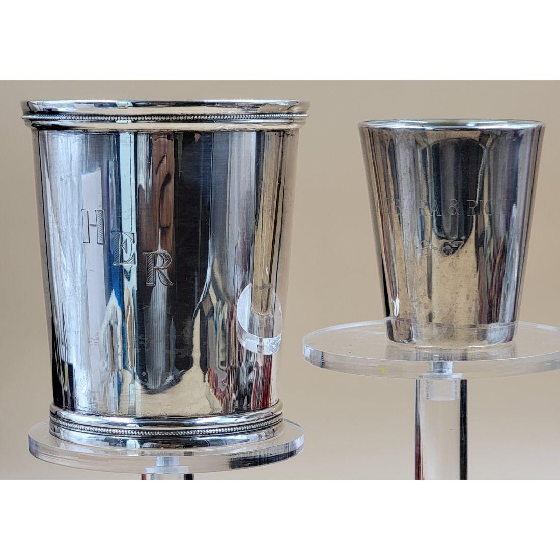 Lot Of 2 Sterling Silver Cups 261 Total Grams ( Small One Has A Glass Insert) (1 of 3)