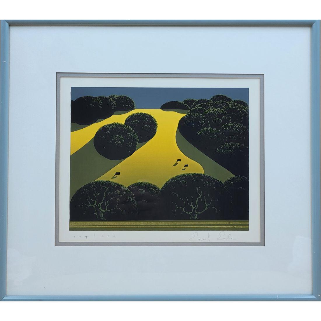 Eyvind Earle 1916-2000 California Signed & Numbered 104/220: Eyvind Earle 1916-2000 California Signed & Numbered 104/220 . Frame Measure frame 16" X 18", Sight 15" X 17". Please note: we attribute this work to based upon the quality and The presence of a signat