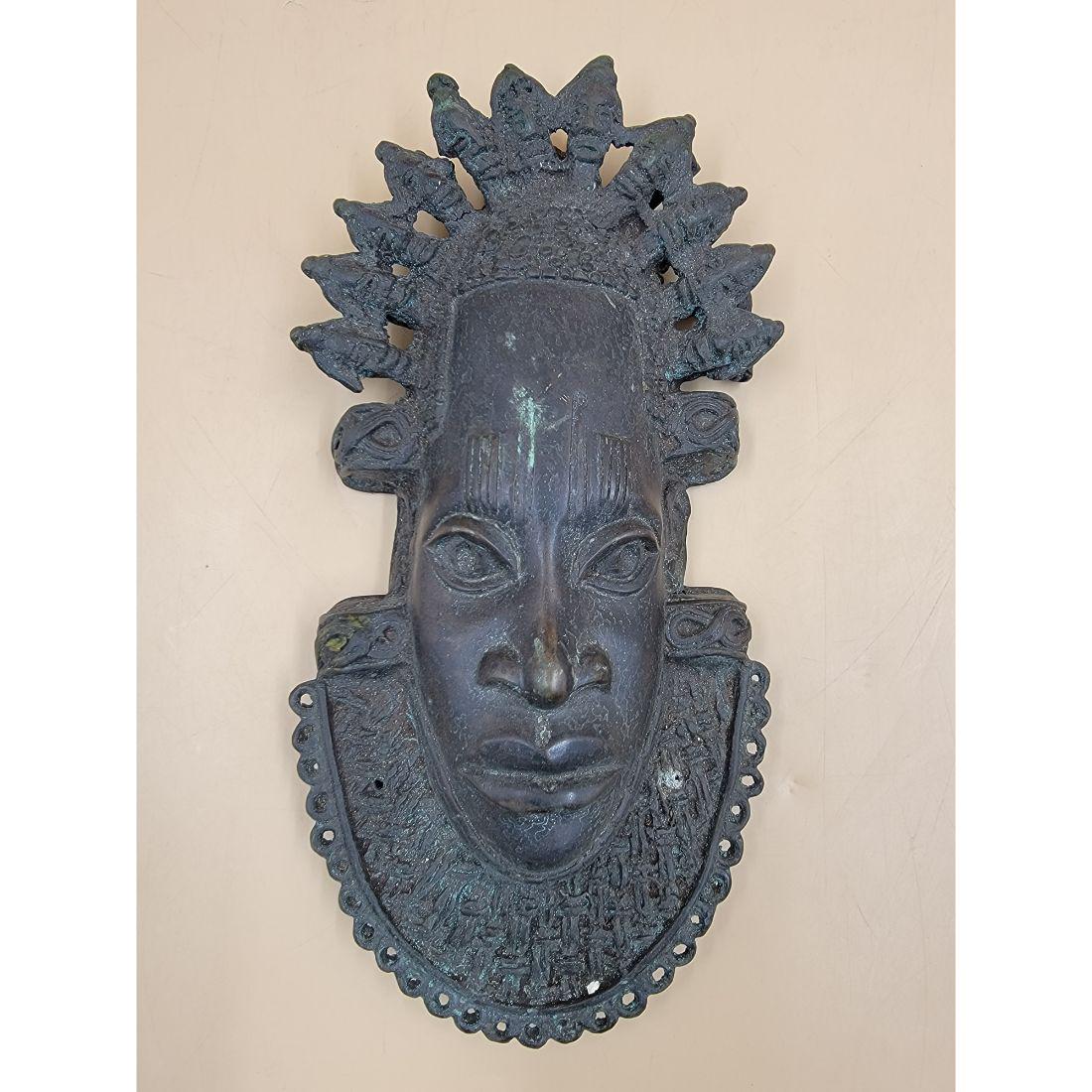 Vintage Benin-Style Bronze African Mask (1 of 16)