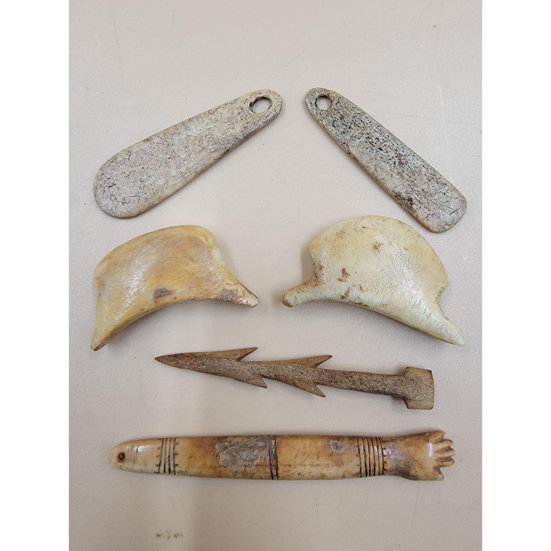 A Grouping Of 6 Inuit Carvings (Tools) 19th Century , Early Harpoon Tip (1 of 13)